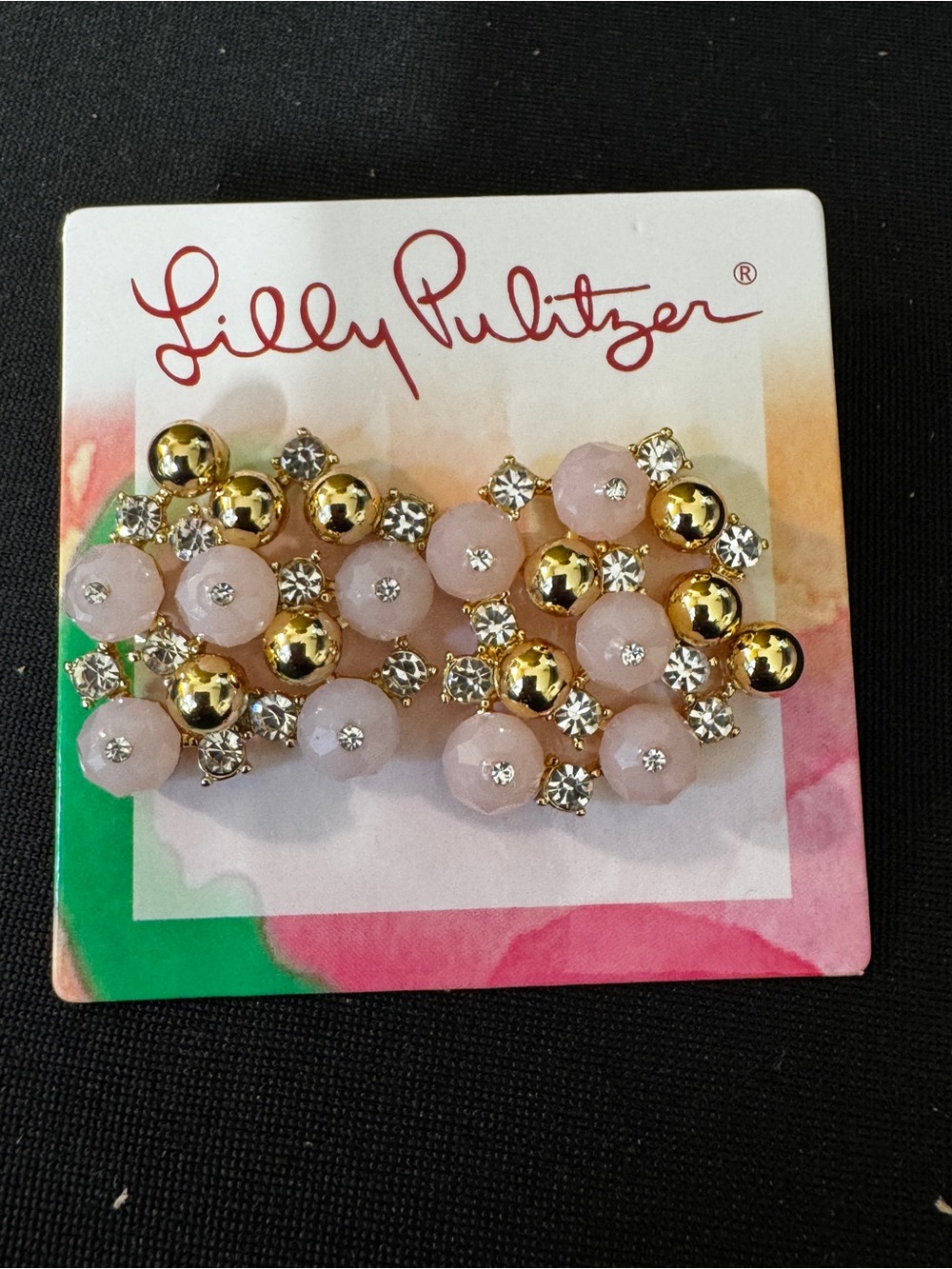 Lilly Pulitzer Blush Pink and Gold Cluster Stud Earrings - Picture 3 of 3